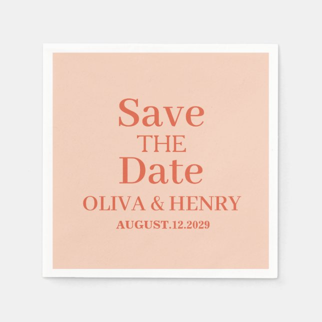 PERSONALIZED NAME SIMPLE STYLISH SAVE THE DATE NAPKIN (Front)