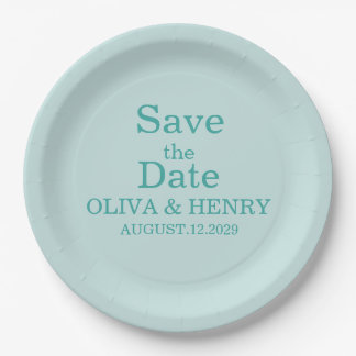 PERSONALIZED NAME SIMPLE STYLISH SAVE THE DATE PAPER PLATE