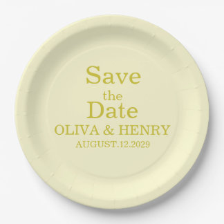 PERSONALIZED NAME SIMPLE STYLISH SAVE THE DATE PAPER PLATE