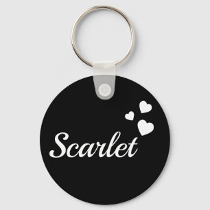 Personalized Name Simple White Hearts Love Key Ring