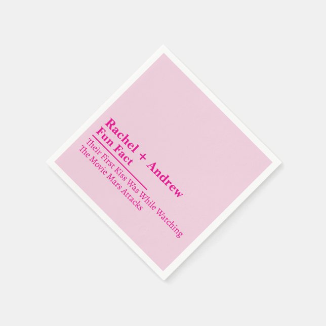 Personalized Name Stylish Fun Fact Wedding Napkins (Corner)