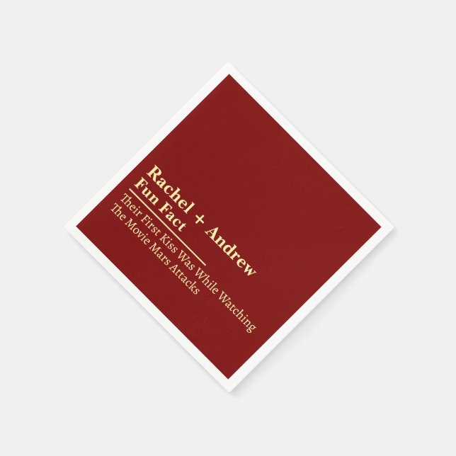 Personalized Name Stylish Fun Fact Wedding Napkins (Corner)
