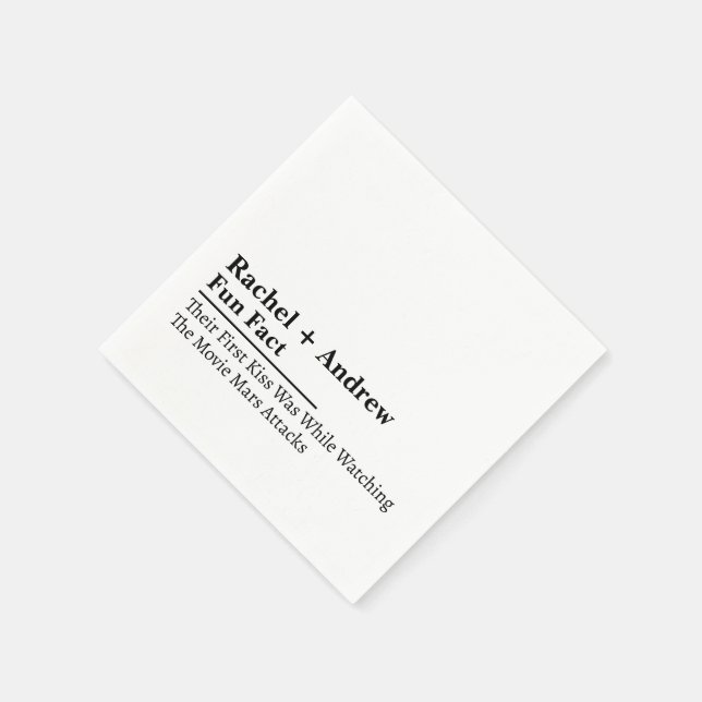 Personalized Name Stylish Fun Fact Wedding Napkins (Corner)