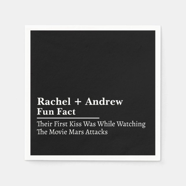Personalized Name Stylish Fun Fact Wedding Napkins (Front)