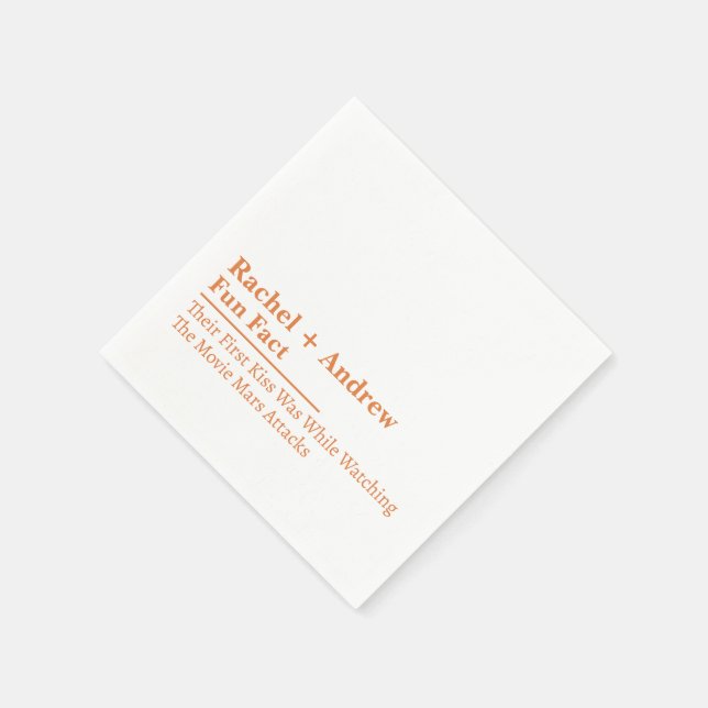 Personalized Name Stylish Fun Fact Wedding Napkins (Corner)