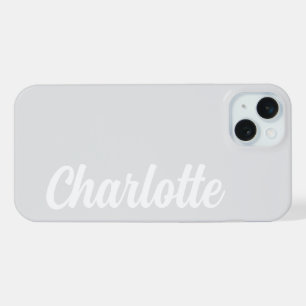 Personalized Name Stylish Modern Minimal LightGrey iPhone 15 Plus Case