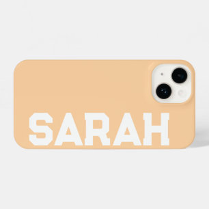 Personalized Name Stylish Modern Minimal Peach iPhone 14 Case