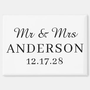 Personalized Name Stylish Modern Minimal Wedding  Magnet