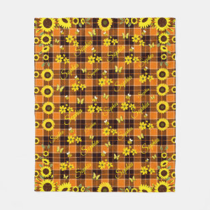 Personalized Name Sunflower Cozy Farm Fleece Blanket