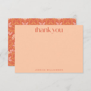 Personalized Name Terracotta Floral Bridal Shower  Thank You Card