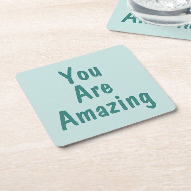 PERSONALIZED NAME & TEXT SIMPLE STYLISH MODERN  SQUARE PAPER COASTER (Angled)