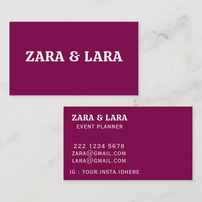PERSONALIZED NAME TEXT SIMPLE STYLISH PROFESSIONAL BUSINESS CARD (Front/Back)