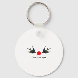 Personalized Name Text Swallow Japan Vintage T Shi Key Ring
