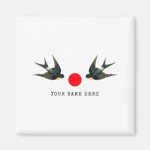 Personalized Name Text Swallow Japan Vintage T Shi Magnet