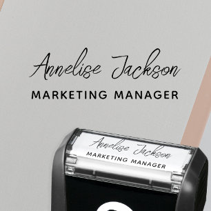 Personalized name title signature script self-inking stamp