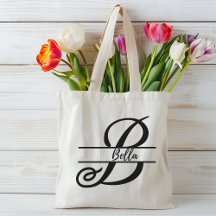 personalized name tote bag, custom letter B gift