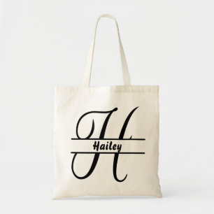 personalized name tote bag, custom letter H gift
