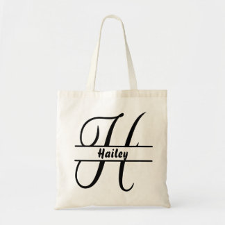 personalized name tote bag, custom letter H gift 
