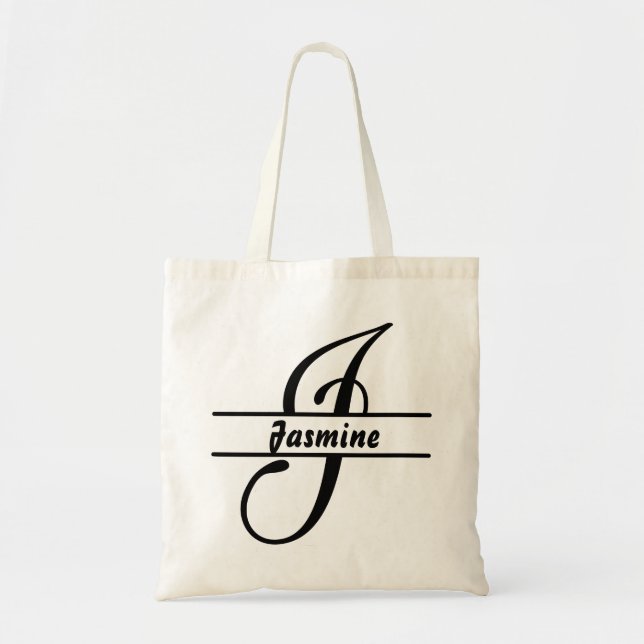 personalized name tote bag, custom letter J gift  Bag (Front)