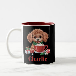 Personalized Name Toy Poodle Dog Lover Christmas  Two-Tone Coffee Mug