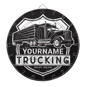 Personalized NAME Trucking Big Rig Semi Trucker   Dartboard