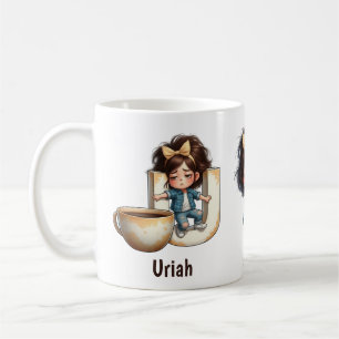 Personalized Name & U Sleepy Morning Plaid Charact Coffee Mug