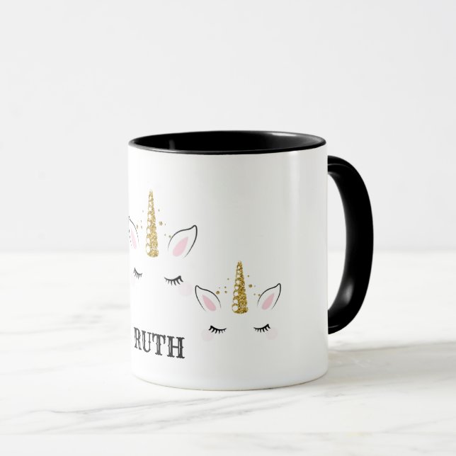 Personalized Name Unicorn Glitter Design – Custom  Mug (Front Right)