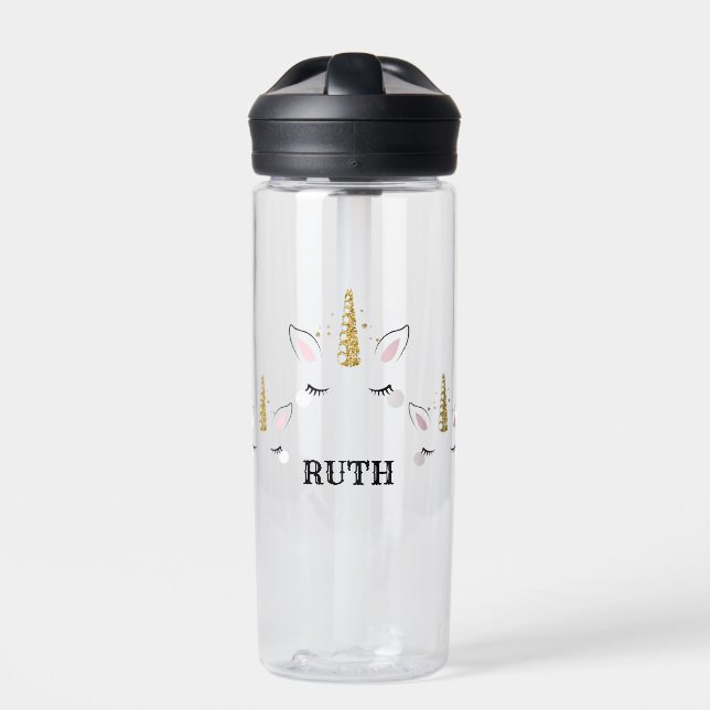 Personalized Name Unicorn Glitter Design – Custom  Water Bottle (Front)