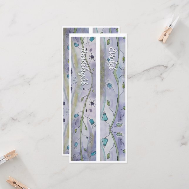 Personalized Name Whimsy Floral Two Bookmarks (Front/Back In Situ)