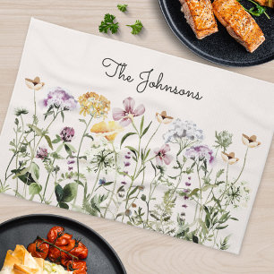 Personalized Name Wildflower Garden Tea Towel