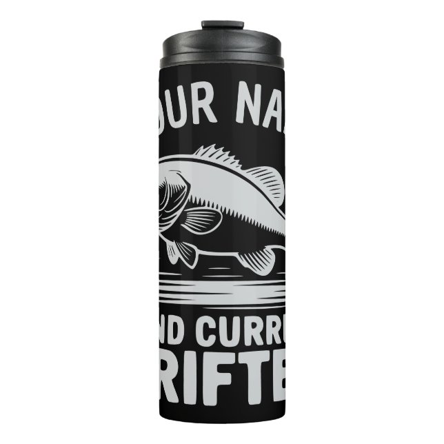 Personalized Name Wind Current Drifter Bass Fish Thermal Tumbler (Front)