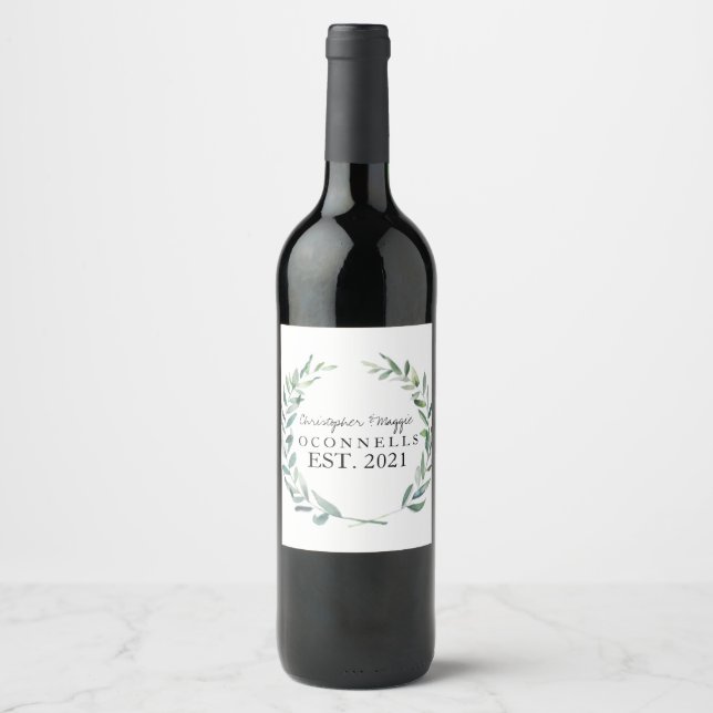 PERSONALIZED NAME WINE BOTTLE LAST NAME WEDDING WINE LABEL (Front)