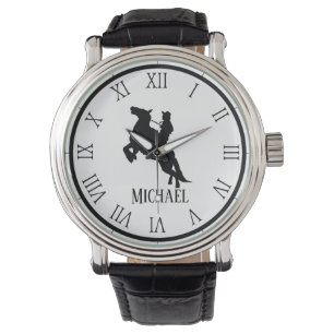 Personalized Name withe and black Horse Watch