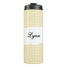 Personalized Name yellow Gingham Pattern