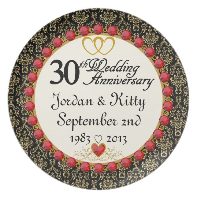 PERSONALIZED (NAMES/DATES) 30th Anniversary Plate (Front)