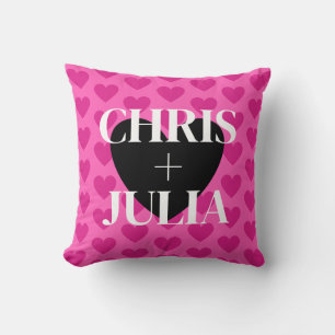 Personalized Names Hot Pink Valentine's Day Cushion