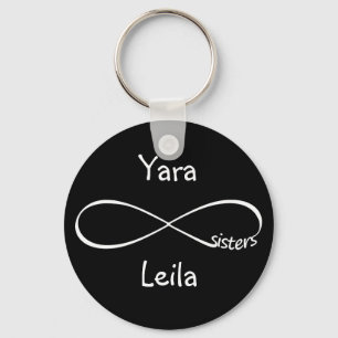 Personalized Names Sisters Infinity Symbol Simple Key Ring