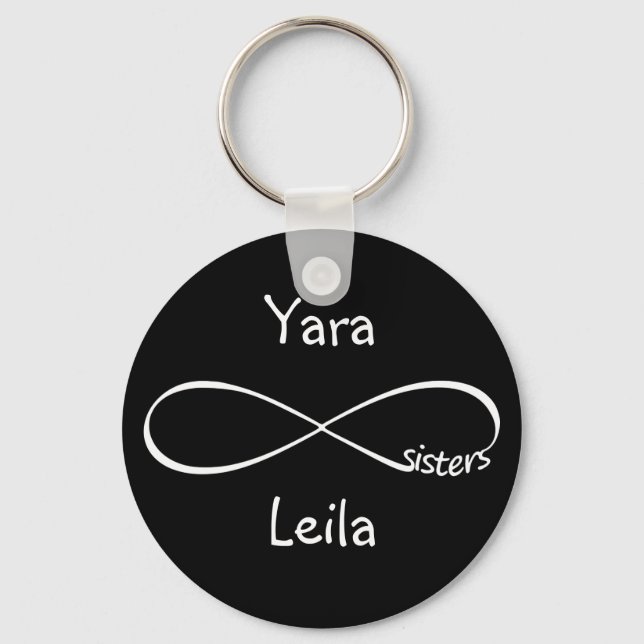 Personalized Names Sisters Infinity Symbol Simple Key Ring (Front)