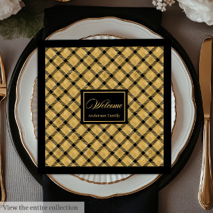 Personalized Napkins Black Gold Elegant Birthday