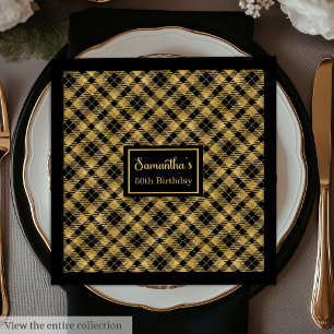 Personalized Napkins Black Gold Elegant Birthday