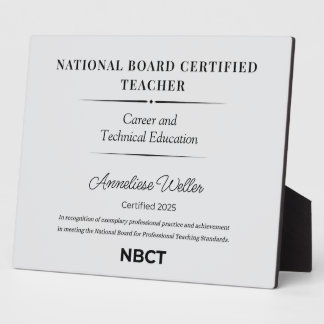 Personalized National Board Certified Teacher Plaque
