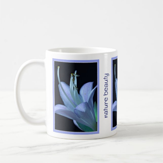 Personalized Nature Beauty Hosta Flower in Blue Coffee Mug (Left)