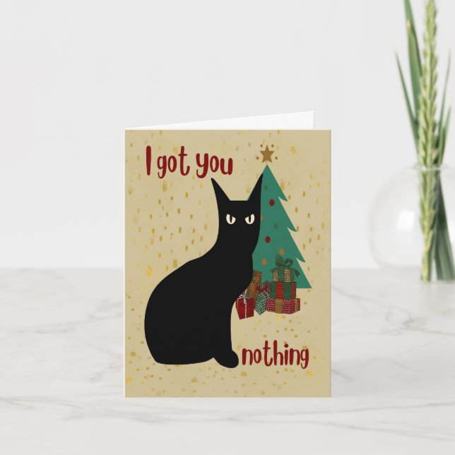 Personalized Naughty Funny Black Cat Christmas  Holiday Card (Front)