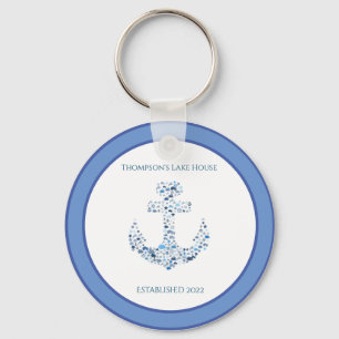 Personalized Nautical Anchor Themed  Key Ring