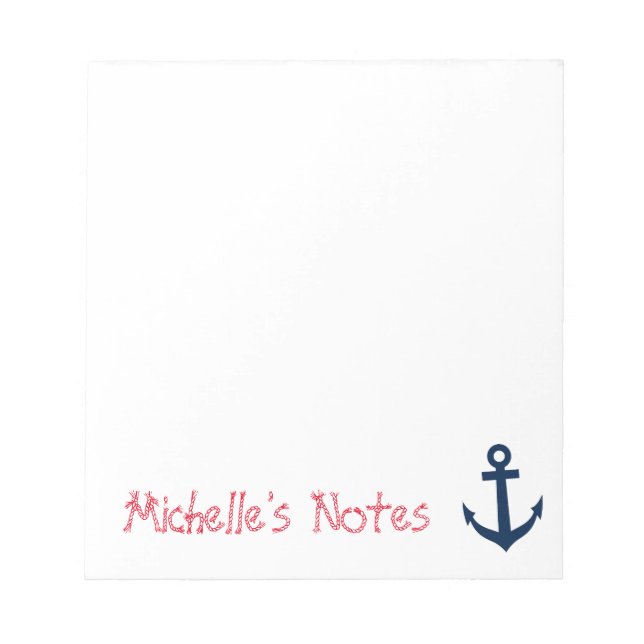 Personalized nautical boat anchor writing notepads (Front)