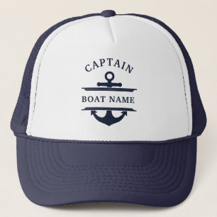 Personalized Nautical Captain Boat Name Anchor     Trucker Hat