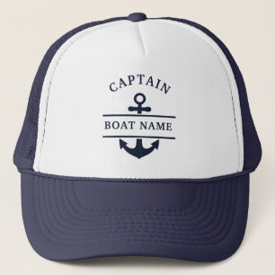 Personalized Nautical Captain Boat Name Anchor     Trucker Hat