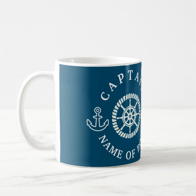 Personalized Nautical Captain/Boat Name Editable Coffee Mug (Left)