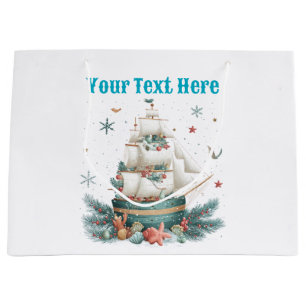 "Personalized Nautical Christmas Gift Bag – Festiv