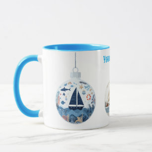 "Personalized Nautical Christmas Mug – Festive Hol